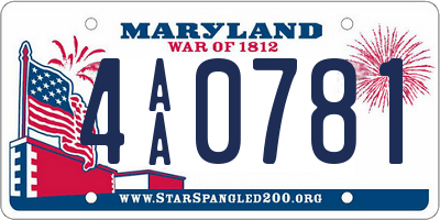 MD license plate 4AA0781