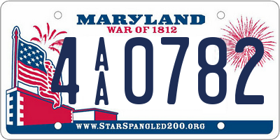 MD license plate 4AA0782