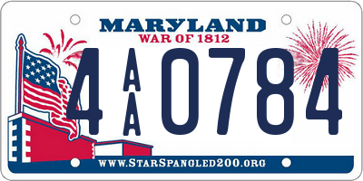 MD license plate 4AA0784