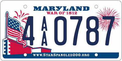 MD license plate 4AA0787