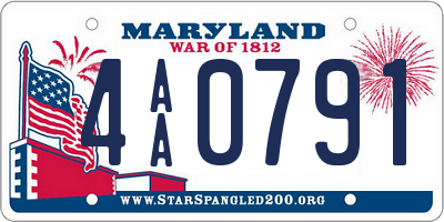 MD license plate 4AA0791