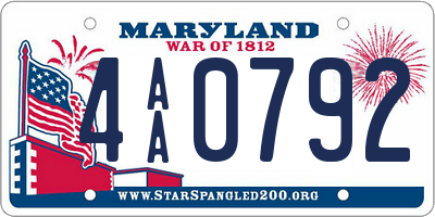 MD license plate 4AA0792