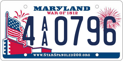 MD license plate 4AA0796