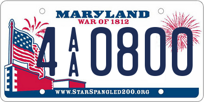 MD license plate 4AA0800