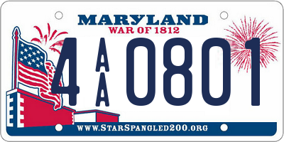 MD license plate 4AA0801