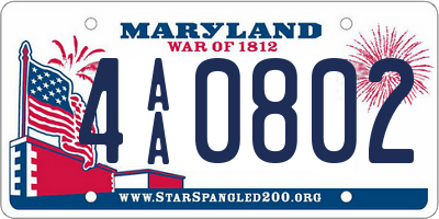 MD license plate 4AA0802