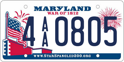 MD license plate 4AA0805