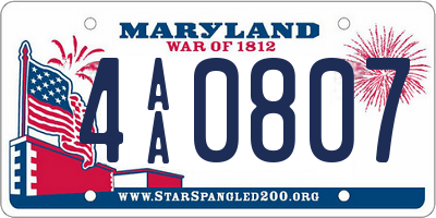 MD license plate 4AA0807