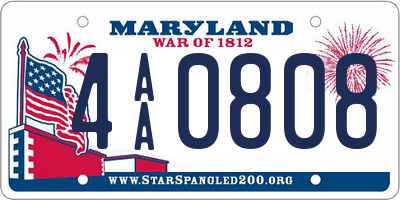 MD license plate 4AA0808