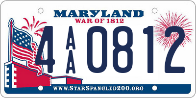 MD license plate 4AA0812