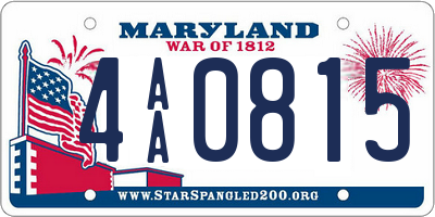 MD license plate 4AA0815