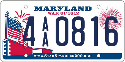 MD license plate 4AA0816