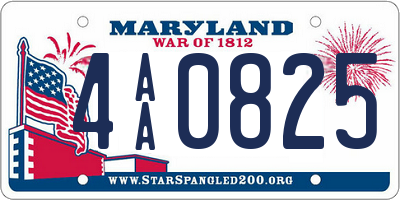 MD license plate 4AA0825