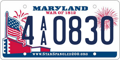 MD license plate 4AA0830