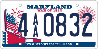 MD license plate 4AA0832