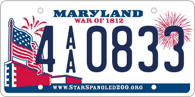 MD license plate 4AA0833