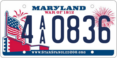 MD license plate 4AA0836