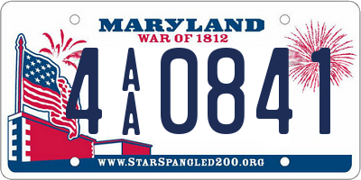 MD license plate 4AA0841