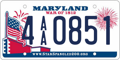 MD license plate 4AA0851