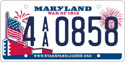 MD license plate 4AA0858