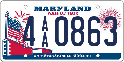 MD license plate 4AA0863