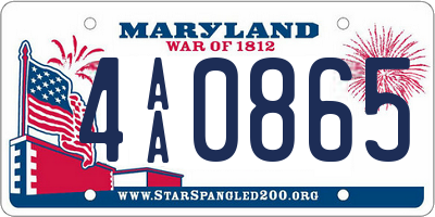 MD license plate 4AA0865