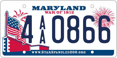 MD license plate 4AA0866