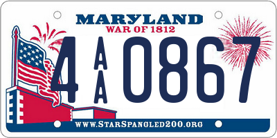 MD license plate 4AA0867
