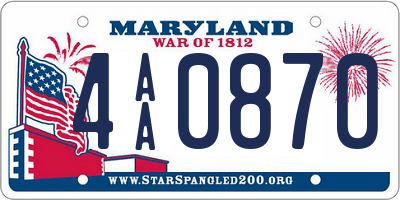 MD license plate 4AA0870