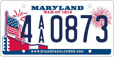 MD license plate 4AA0873