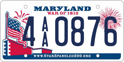 MD license plate 4AA0876