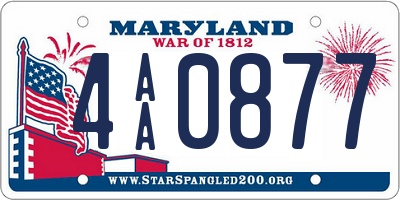 MD license plate 4AA0877