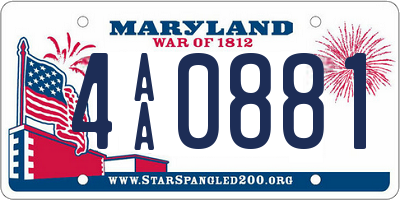 MD license plate 4AA0881