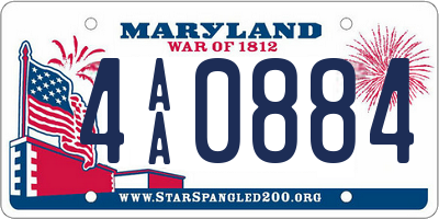 MD license plate 4AA0884