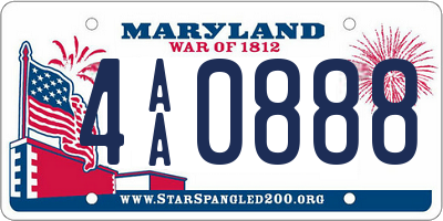 MD license plate 4AA0888