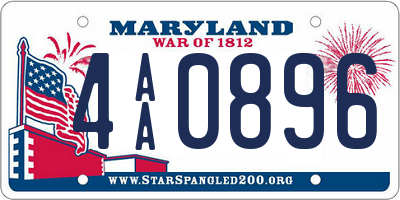 MD license plate 4AA0896