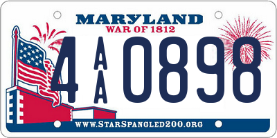 MD license plate 4AA0898