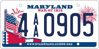 MD license plate 4AA0905