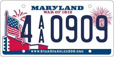 MD license plate 4AA0909