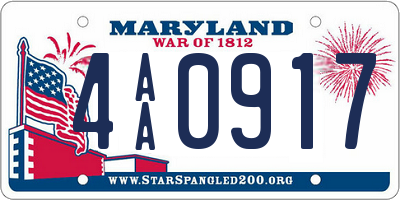 MD license plate 4AA0917