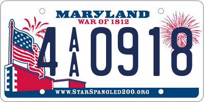 MD license plate 4AA0918