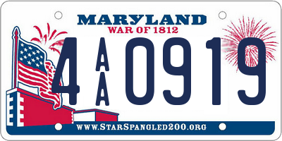 MD license plate 4AA0919