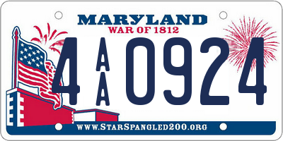 MD license plate 4AA0924
