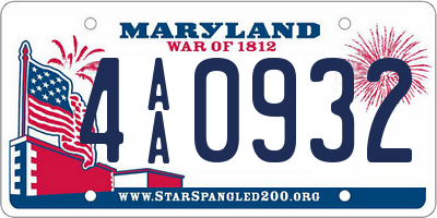 MD license plate 4AA0932