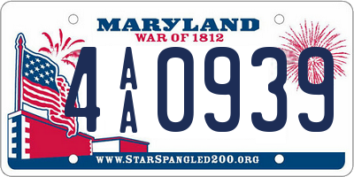 MD license plate 4AA0939