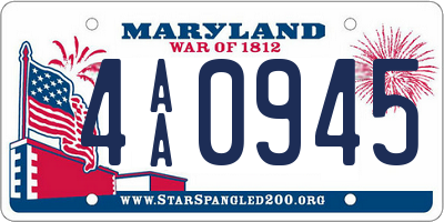 MD license plate 4AA0945