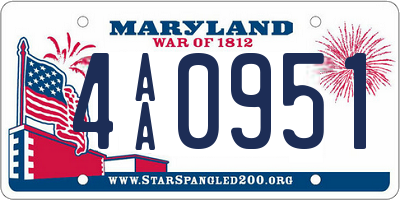 MD license plate 4AA0951