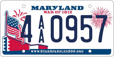 MD license plate 4AA0957
