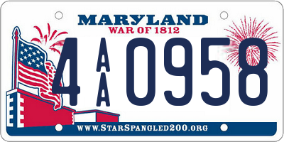 MD license plate 4AA0958