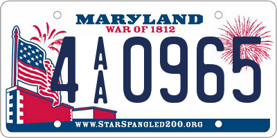 MD license plate 4AA0965